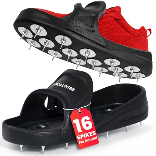 ANDALOUSS - Professional Epoxy Spike Shoes for Flooring 16 Steel Spikes Slip-On Design for Wet Epoxy Resin & Self-Leveling Concrete Fits Most Work Boots Men US 6–12