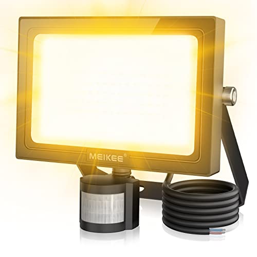 MEIKEE 60W LED Strahler mit Bewegungsmelder Außen 5200LM 2700K Warmweiß Led Fluter Scheinwerfer IP66 Wasserdicht Außenstrahler für Garten Garage Sportplatz Cover