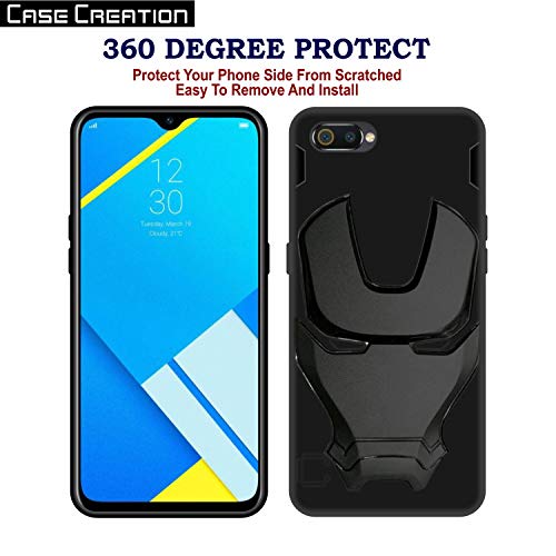 Image of COVERLY Official 3D Touch Feel Trending Real Hero Avengers Logo Mask Soft Rugged Grip TPU Iron Man Super Power Cartoon Movie Silicone Matte Strong Back Cover for Oppo A1k (2020) -HD Black Avenger