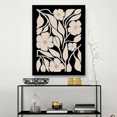Poster fleurs abstraites noires tableau déco murale moderne grand format 60x90 pour séjour - 2