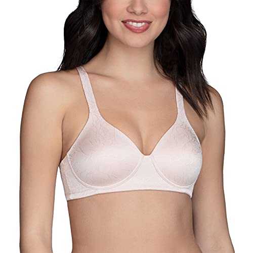Vanity Fair Women's Body Shine Full Coverage T-Shirt Bra, Wirefree-Quartz Jacquard, 36DD