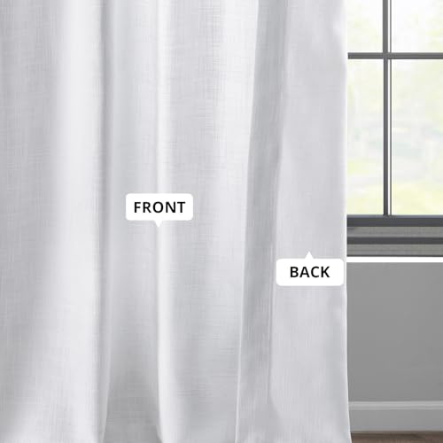 Image of HPD Half Price Drapes Heavy Faux Linen Light Filtering Curtains for Bedroom 108 Inches Long (1 Panel) - Rod Pocket Curtains for Living Room - Window Curtains Home Decor - 50 X 108, Rice White