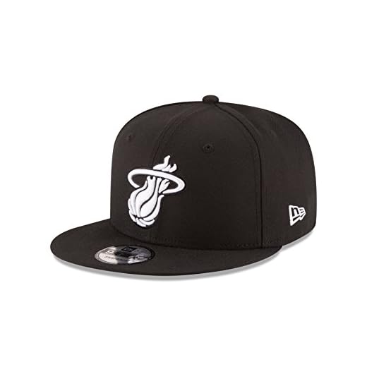 New Era Boné Snapback Masculino NBA Miami Heat 9Fifty, Tamanho Único, Preto