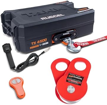 RUGCEL WINCH 12V Electric Portable Winch 4500lb+10T Snatch Block