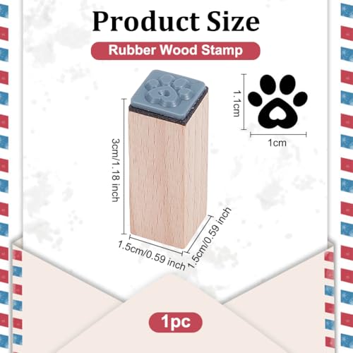 OLYCRAFT Holzstempel Mit Pfotenabdruck 1.5x1.5x3cm Kleiner Ministempel Hundepfote Mit Herz Gummistempel Dekorativ Montierte Gummistempel Für Scrapbooking Kartenherstellung Planer DIY Bastelkarte