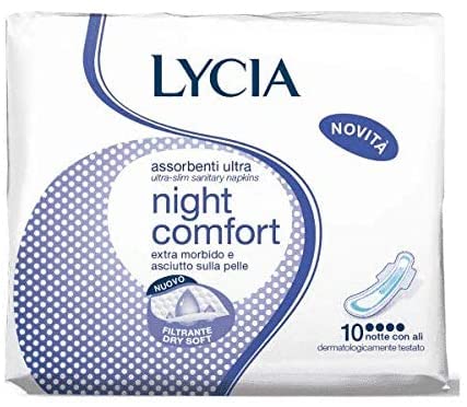 12Pz Lycia Assorbenti Ultra Night Comfort Notte Con Ali 10 Pz [120 Assorbenti]