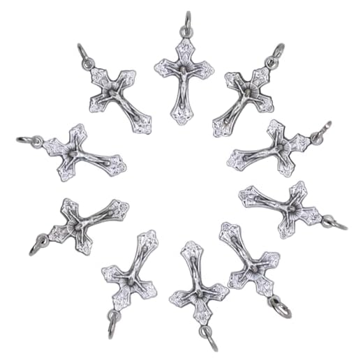 VILLAGE GIFT IMPORTERS Pacote com 10 pingentes de crucifixo de 2,5 cm | Design Sunburst | Ótimo para rosários faça você mesmo, chaplets e joias religiosas | Materiais de miçangas para artesanato