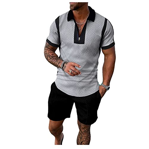 Ensemble 2 pièces homme à fermeture éclair et manches courtes confort