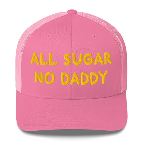 All Sugar No Daddy Trucker Hats Women, Birthday Gifts for Mom, Wife, Funny Embroidered Hat for Girls, Vintage Cap4 Pink