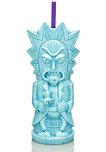 Geeki Tikis Rick & Morty Rick Sanchez Tumbler | Official Rick & Morty Collectible Plastic Tiki Style Cup With Lid | Holds 25 Ounces