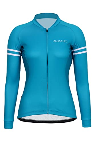 Sundried Women's Long Sleeved Cycle Jersey Ladies Turquoise Road Bike Cycling Shirt MTB Top (Turquoise L)
