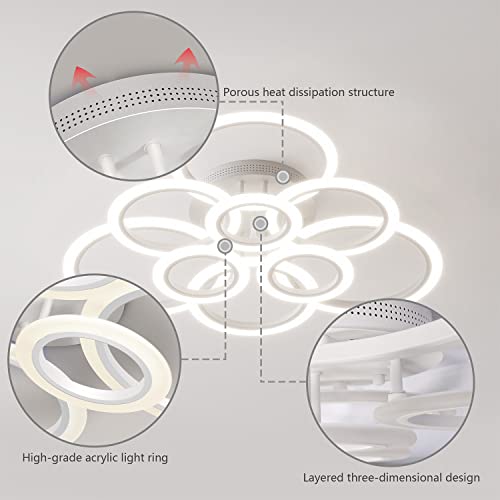 Ouqi Modern Led Ceiling Light Dimmable Remote Control 9 Ring Ceiling Light 120W 10800Lm, Ceiling Light For Living Room, Bedroom, Kitchen, Corridor, Balcony, Dining Room, White, 2800-7000K… #TOP4