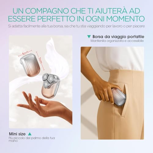 VOYOR Rasoio Elettrico Donna Depilatore Corpo Donna Rasoio Donna Inguine Viso Corpo Braccia Gambe, Impermeabile Rasoio Elettrico Corpo Portatile E Ricaricabile Rasoio Donna Elettrico ES310 (Oro) - 7