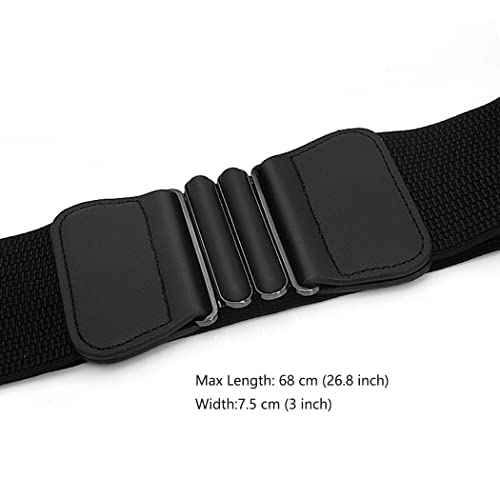 Retro Wide Cinch Belt Womens Corset Waist Band Vintage Bandage Elasticity Girdle Wrap Gothic Elastic Waist Belt with Flat Buckle for Costume – Black4
