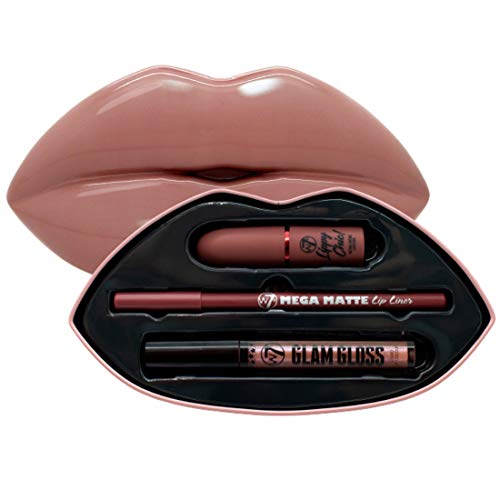 W7 | Kiss Kit Lip Gift Set | Colorway: Nude Attitude - Deep Nude Colors | Lipstick, Lip Liner and Gloss