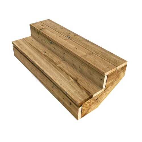 Berlin - Terrassentreppe Holz - H37cm 2 Stufen, Breite 120cm, MIT Setzstufen- Vinuovo - Set für Ihre Außentreppe aus Holz Berlin - Terrassentreppe Holz - H37cm 2 Stufen, Breite 120cm, MIT Setzstufen- Vinuovo - Set für Ihre Außentreppe aus Holz