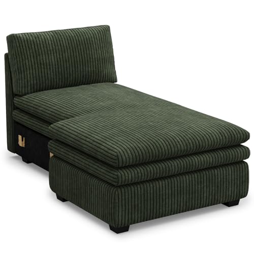 Belffin Chaise Module for Large Modular Sectional Sofa, Upholstered Left-Facing Chaise Part for Plush Corduroy Sectional Couches for Living Room, Apar