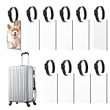 Etiquetas de equipaje vacías, etiquetas de maleta de sublimación | 10 x placas ciegas portátiles de transferencia de calor, etiquetas multiusos de doble cara para equipaje de impresión con correas