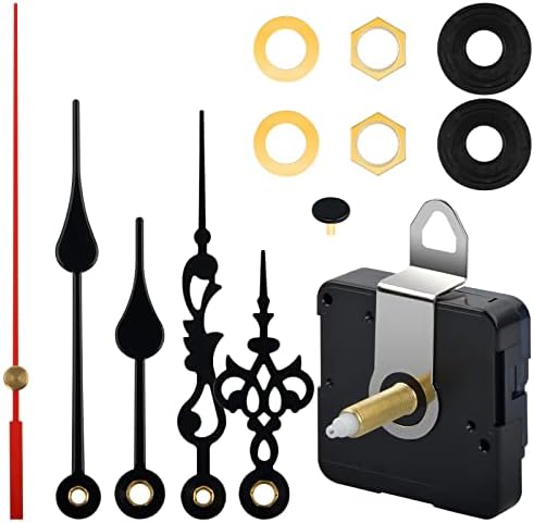 Tibapla Clock Mechanism Kit,Silent Pendulum Quartz Clock Movement with 2 Set Clock Hands,High Torque Long Shaft Clock Movement Mechanism for Wall Clock Mechanism Part Motor Replacement DIY Repair Part