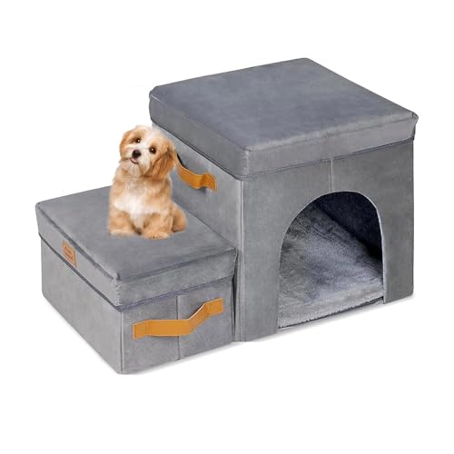 猫&中小型犬用ペット用階段ステップ、ハイベッド&ソファ&窓枠用折りたたみ式猫用階段ステップ、収納&コンドミニアム付き滑り止め犬用階段ステップ,S