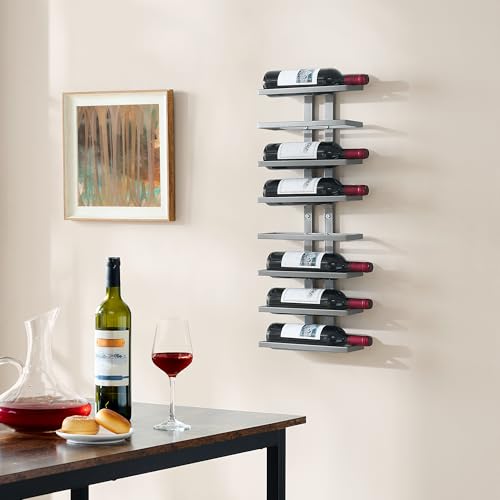Image of Hoctieon 3-Set 8 Tier Wall Mount Wine Rack (24 Tiers), Wall Racks for Wine Bottles Display and Storage, Hanging Bottle Organizer for Living Room, Dining Room, Wine Cellar, Bar, Grey