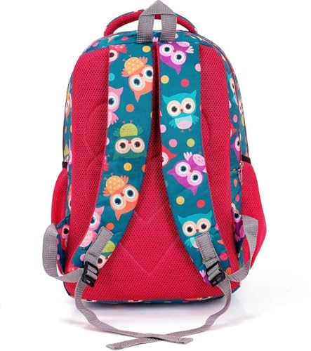 Image of Bag For Class 4th To 10th Standard Tuition School College All Day Use 32l Backpack Durable Polyester Material Owl Green Color Perfect For Students