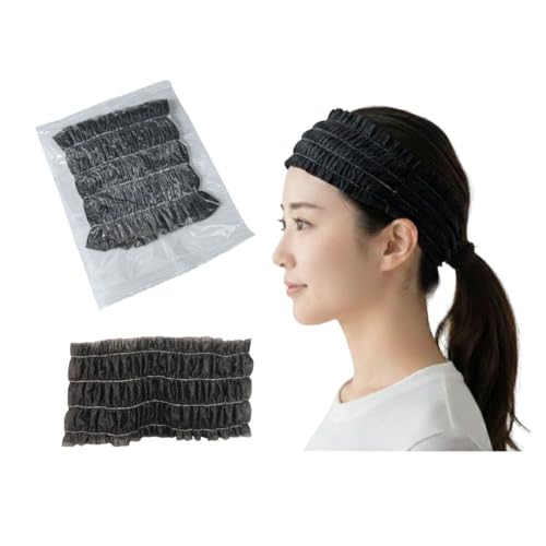 Blue Bird Basket ヘアバンド 個包装 使い捨て 100個入り 化粧 洗顔 ターバン サロン 配布用 旅行 大容量 黒色 ブラック