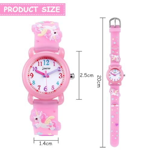 Vicloon Kinder Quarz Uhr, Kinder Uhr mit 3D Cartoon Design, 30M wasserdichte, Silikon Armband, Japanischen Quarzwerk, Gut Lesbar, Lern Armbanduhr für Kind, Jungen und Mädchen(Rosa)