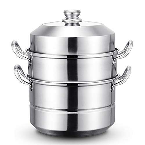 Olla de vapor de acero inoxidable, utensilios de cocina Dim Sum de 3 niveles con inserto de sartén apilable y tapa para cocinar verduras, albóndigas, caldo y salsas