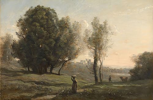 Retratos sobre lienzo de estilo vintage, arte clásico de Corot para un dormitorio acogedor