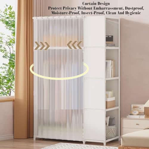 Armario portátil de 70 cm con funda textil y perchero robusto para dormitorio 4