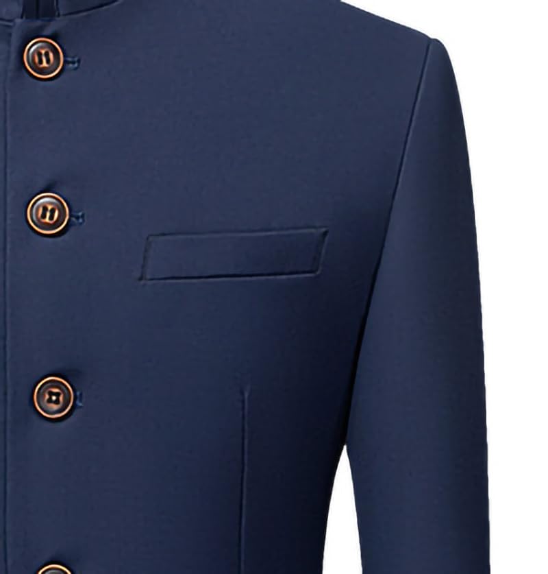Men's Casual Blazer Sport Blazer Chinese Style Stand Collar Business Jackets Slim Notched Lapel Wedding Dress Suit4