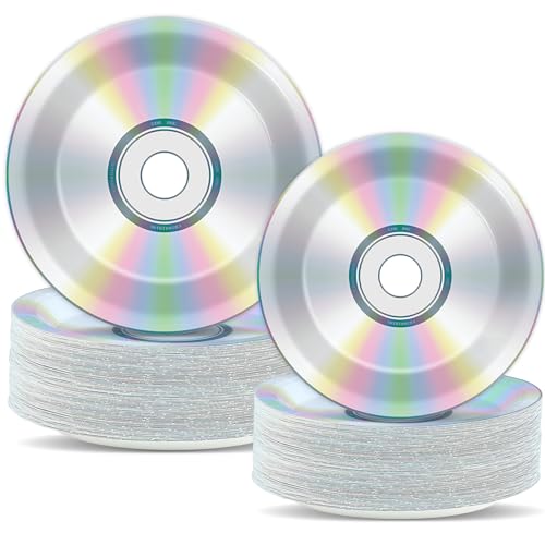 CHUNNIN 100pcs CD Paper Plates 90's Party Plates 7in and 9in Retro 90s Theme Party Decorations 1990's Supplies 90s Birthday Disc for Back to The 90's Throwback Music Supplies Favors