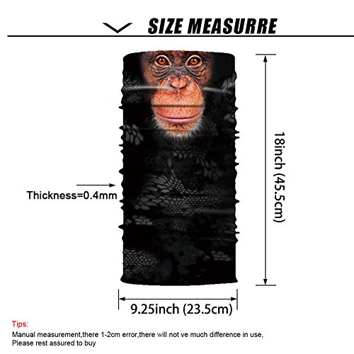 Seamless Face Mask| Bandana for Dust| Headband | Magic Scarf| Head Wrap| Windproof Neck Warmer| Neck Gaiter| Balaclava| Headwear | Animal Sweatband For Music Festivals, Raves, Outdoors (gorilla)