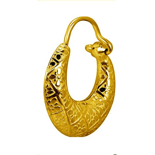 SIVYAA Mens Single Kaju Designer Bali Hoop Earring | Pure 925 Silver Gold Finish | Flower Textured Piercing Ear Ring Set | Loop Huggie Tops | Salman Khan Bollywood | Gift 4 Boy Kids, 16 mm Medium (B0D3FKBTVG) Amazon Price History, Amazon Price Tracker