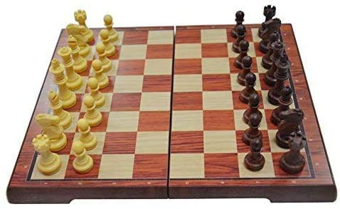Image of Adult 12 Inch Magnetic Wooden Chess Board Made With Indian Rosewood With Chess Set Cup Board Style Folding Games (Wooden)