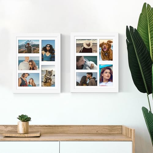 Image of DUENPY 11x14 Collage Picture Frame, 4x6 Collage Picture Frame, Displays Five 4x6 inch Photos, or 11x14 (Without Mat) Wall Decor Wall Hanging or Tabletop, White.