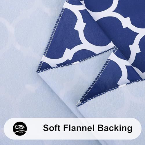 Image of Smiry 2 Pack Table Cloth, Flannel Backed Vinyl Tablecloth, 52 inchx70 inch | Waterproof Plastic Tablecloths, Wipeable Table Cover for Dining, Indoor and Outdoor (Navy)