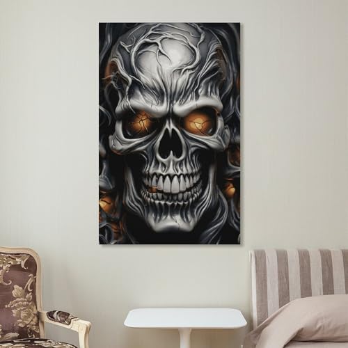 Impression sur toile tête de mort maléfique pour décoration salon - 6
