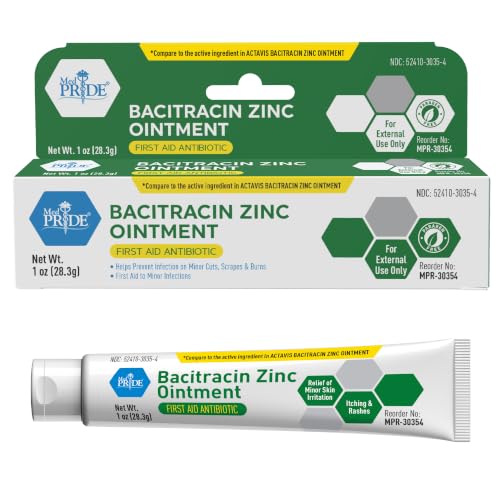 MED PRIDE Bacitracin Zinc Ointment, First Aid Antibiotic, 1 oz Tube