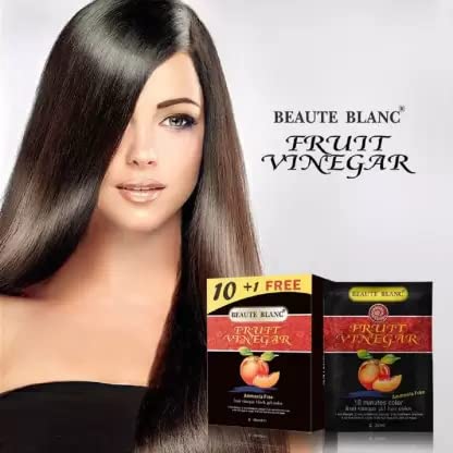 Image of BEAUTE BLANC Fruit Vinegar Hair Gel Color Dye for Men & Women- 30ml x 11 (10 + 1 Free Pouch), BLACK