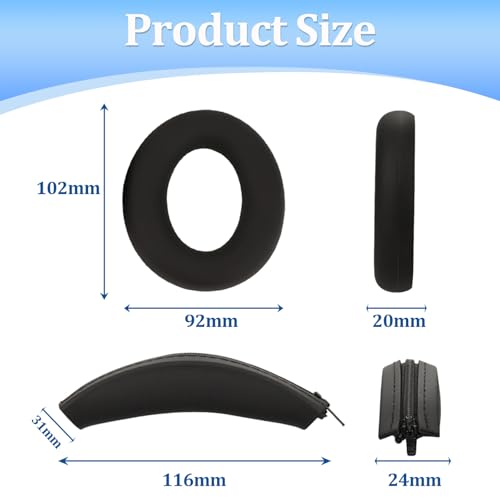 Protector de silicona para sudor con funda para diadema compatible con auriculares Anker Space Q45, accesorios suaves para almohadillas, protector resistente al sudor y fácil de limpiar (Negro) miniatura 3