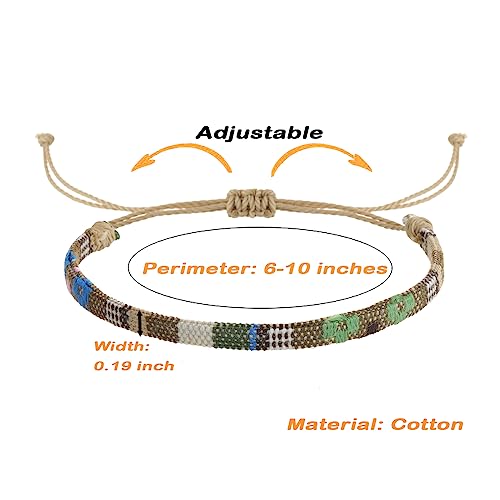 LUBINGSHINE 2pcs Surfer Beach Bracelet, Weave Bracelets for Men Women, Handmade Boho Beaded Braided Bracelets, Summer Jewelry Wrap Bracelets, Waterproof Adjustable Anklet3