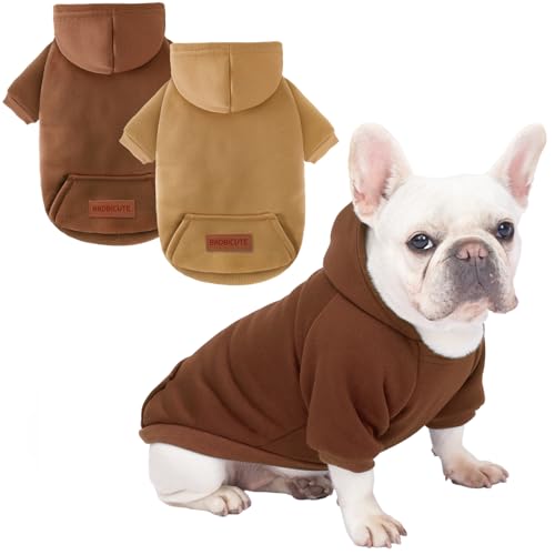 Image of 2 Pack Dog Hoodie Warm Hood Dog Sweater Cold Weather Small Dogs Sweatshirt Comfort Pet Clothes for Small Medium Dogs with Pockets Cats Chihuahua Clothes for Male Female Girl Boy Sporty Daily Wear