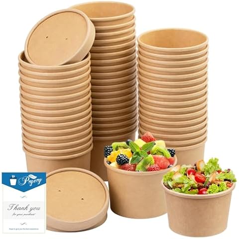 [75 Sets] 12 OZ Paper Soup Cups,Paper Food Containers with Vented Lid, Disposable Paper Soup Containers Paper Food Cups Ice Cream Cups with Lids,Great for Hot Soup,Ice Cream,Dessert Cover