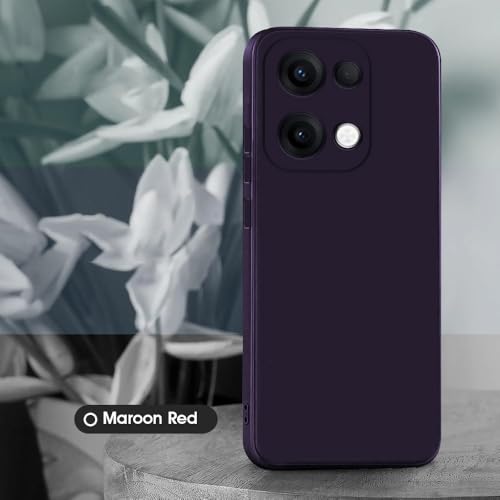 Image of Back Cover for Oppo Reno13 5G | Full Camera Protection | Premium Liquid Silicon Case | Flexible Bumper Case for Oppo Reno13 5G (Maroon Red)