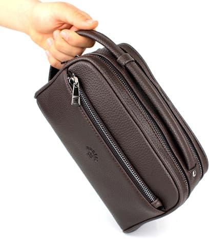 Erkek El Çantası Portföy Çanta İki Bölmeli El Çantası Clutch Çanta (Kahverengi) - Görsel 2