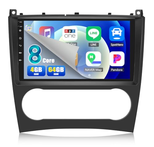 CAMECHO [4+64GB 8-Core] Android 15 Autoradio pour Mercedes Benz Classe C W203,W209 C180, C200(2005-2009),Wireless Carplay Android Auto, 9 Pouces 2 Din...