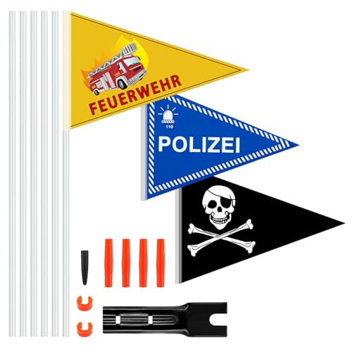 IWTBNOA Fanion de Vélo, 3 Pièces Fanion de Sécurité pour Vélo, Drapeau de Cyclisme avec Support de Montage de Vélo, Réglable Fanion vélo Sécurité...