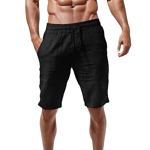 Short Sommer Herren, Shorts Herren Sommer Leinen Mit Taschen Kurze Hose...
